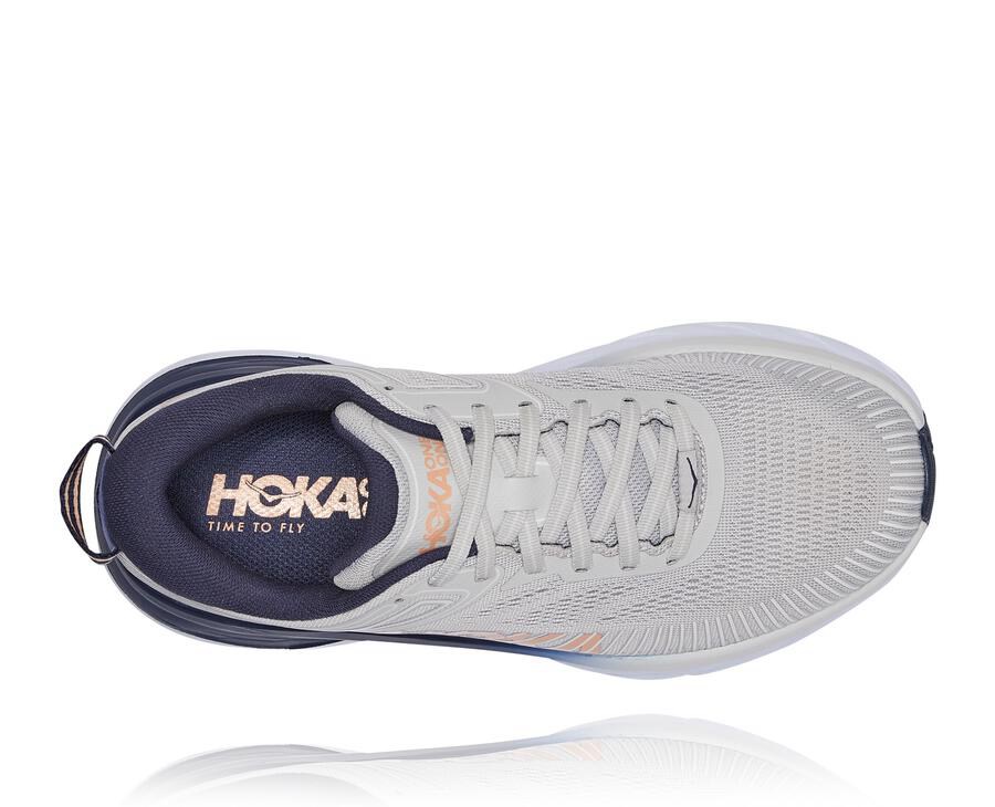 Tenis Hoka One One Mujer Grises/Negros - Bondi 7 - YIBU12874